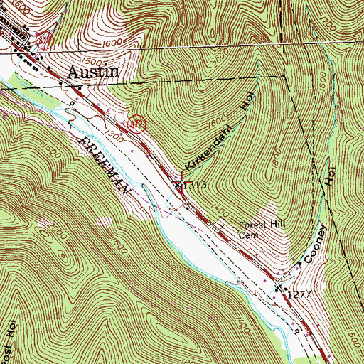 Topographic Map of Kirkendahl Hollow, PA