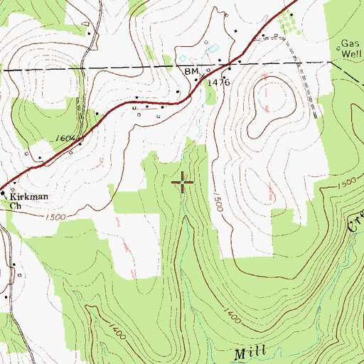 Topographic Map of Kirkman Church, PA