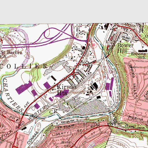 Topographic Map of Kirwan Heights, PA