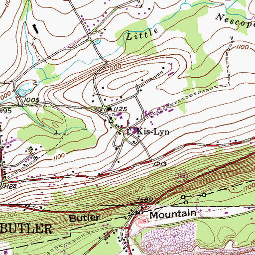 Topographic Map of Kis-Lyn, PA