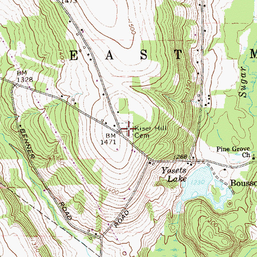 Topographic Map of Kiser Hill Cemetery, PA