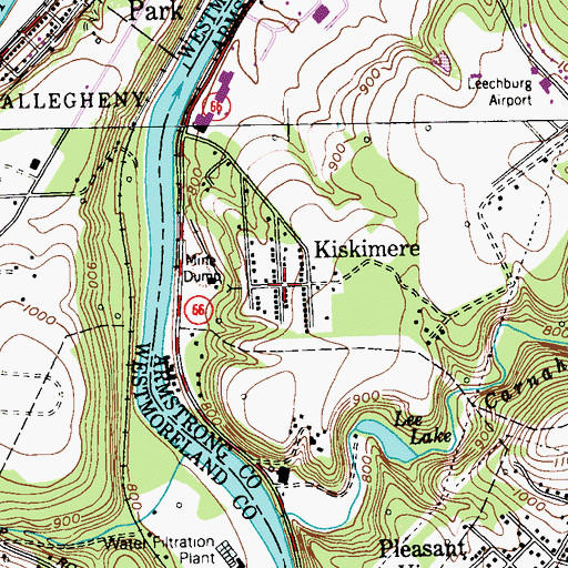 Topographic Map of Kiskimere, PA