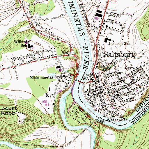 Topographic Map of Kiskiminetas Spring School, PA