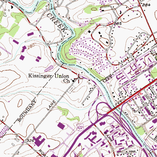 Topographic Map of Kissinger Union Church, PA