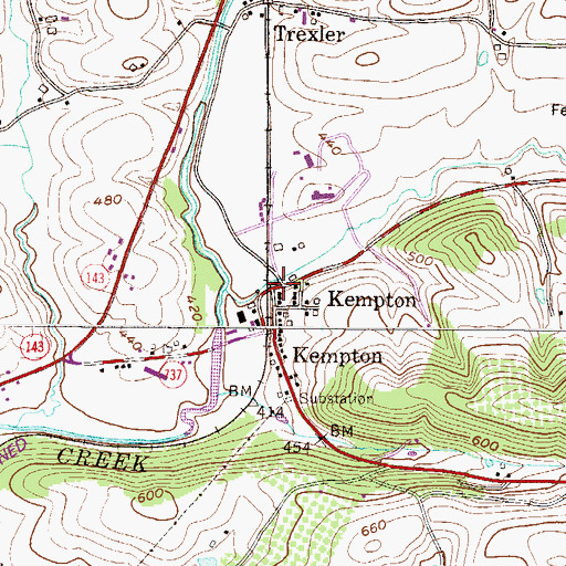 Topographic Map of Kistler Valley, PA