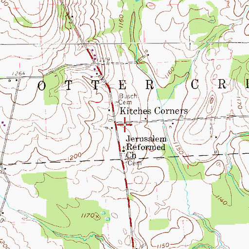 Topographic Map of Kitches Corners, PA