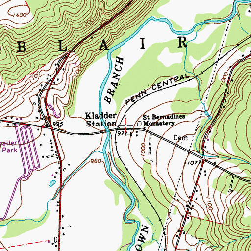 Topographic Map of Kladder Station, PA