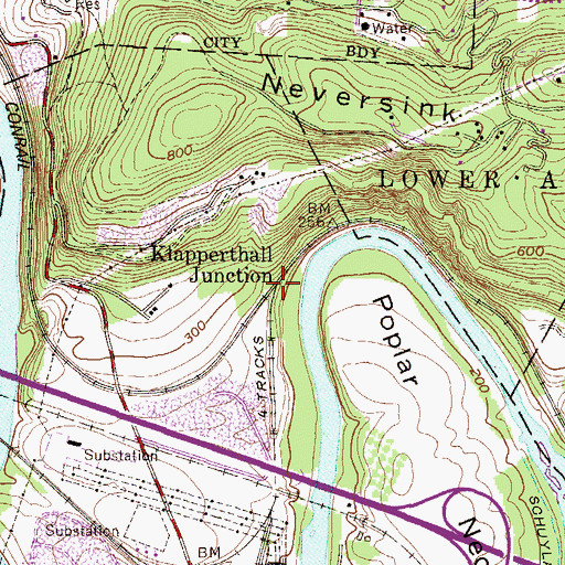 Topographic Map of Klapperthall Junction, PA