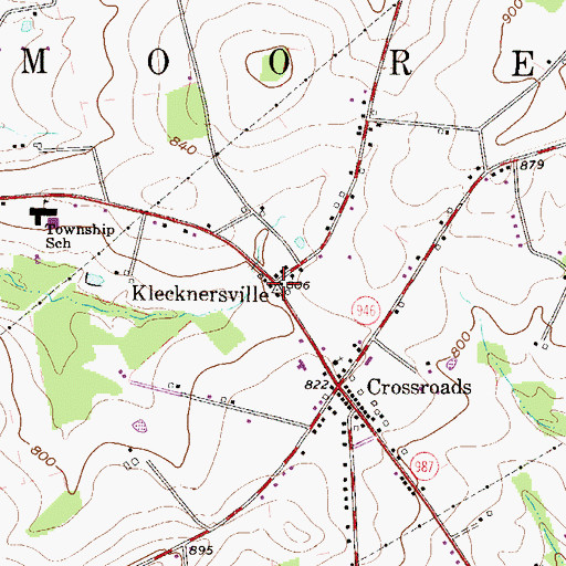 Topographic Map of Klecknersville, PA