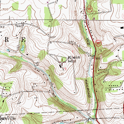 Topographic Map of Klein Hill, PA