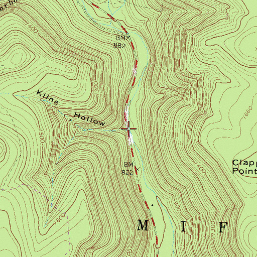 Topographic Map of Kline Hollow, PA