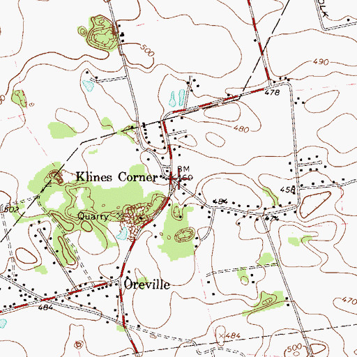 Topographic Map of Klines Corner, PA