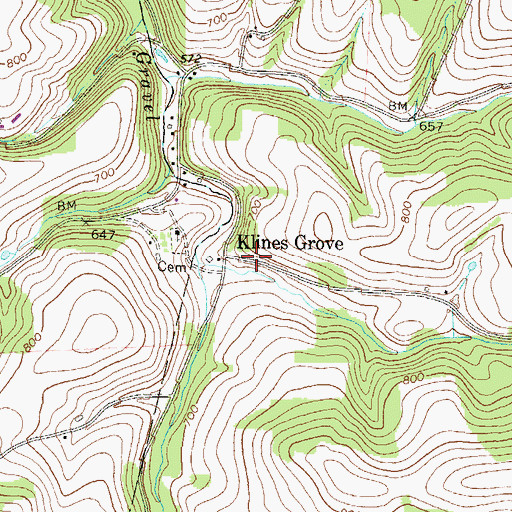 Topographic Map of Klines Grove, PA