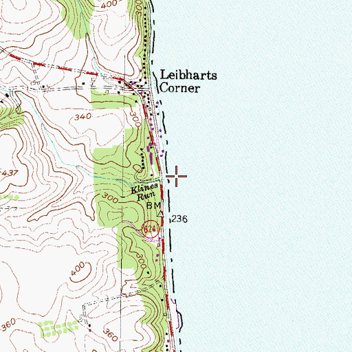 Topographic Map of Klines Run, PA