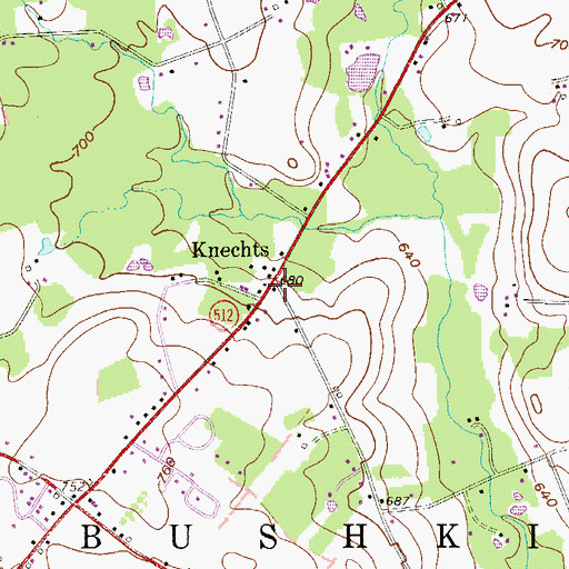 Topographic Map of Knechts, PA