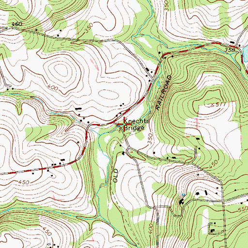 Topographic Map of Knechts Bridge, PA