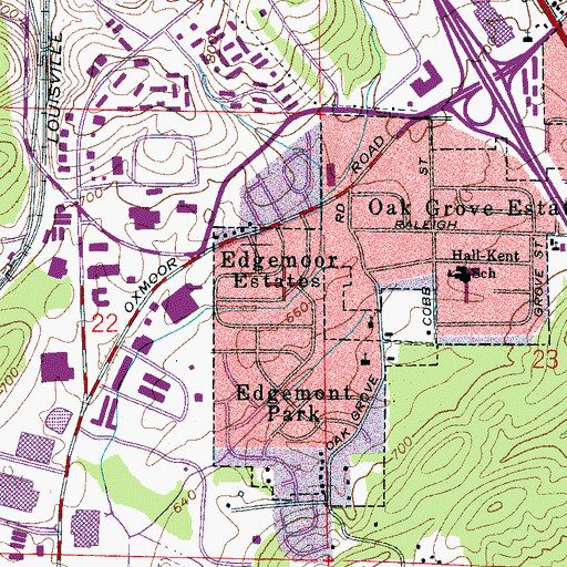 Topographic Map of Edgemoor Estates, AL