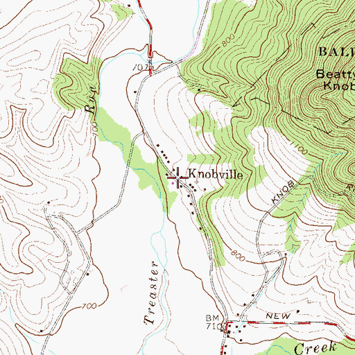 Topographic Map of Knobville, PA