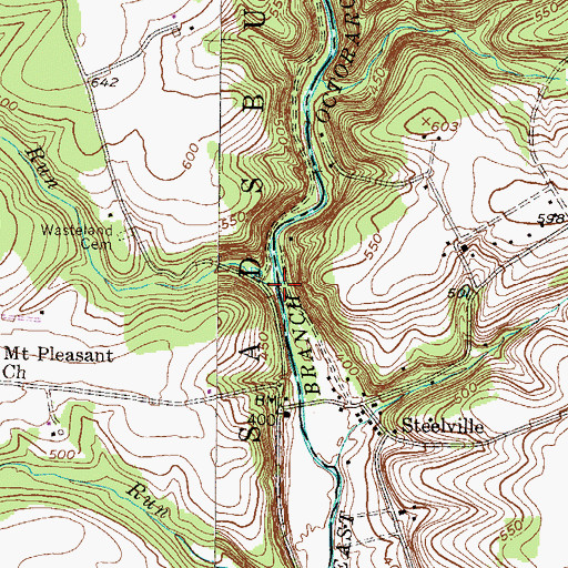 Topographic Map of Knott Run, PA