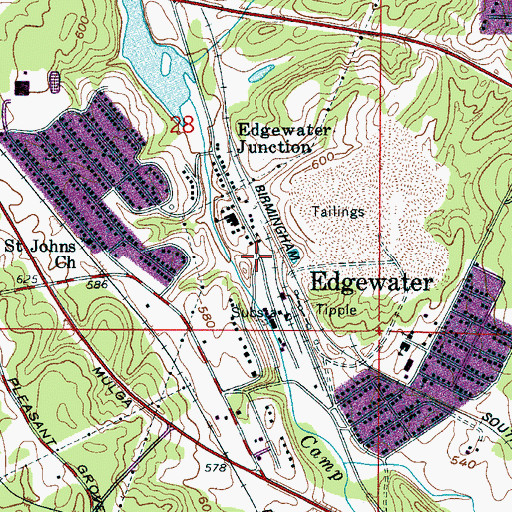 Topographic Map of Edgewater, AL
