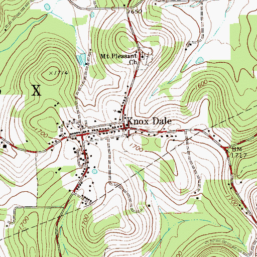 Topographic Map of Knox Dale, PA
