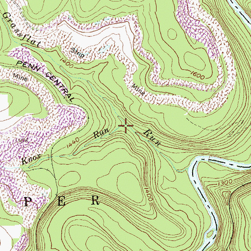 Topographic Map of Knox Run, PA