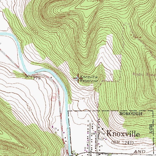 Topographic Map of Knoxville Reservoir, PA