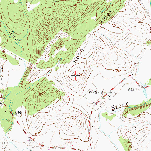 Topographic Map of Koch Ridge, PA