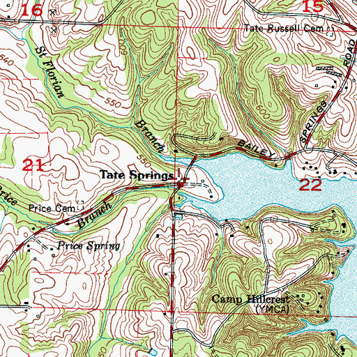 Topographic Map of Tate Springs, AL