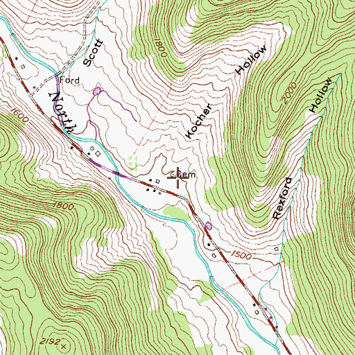 Topographic Map of Kocher Hollow, PA