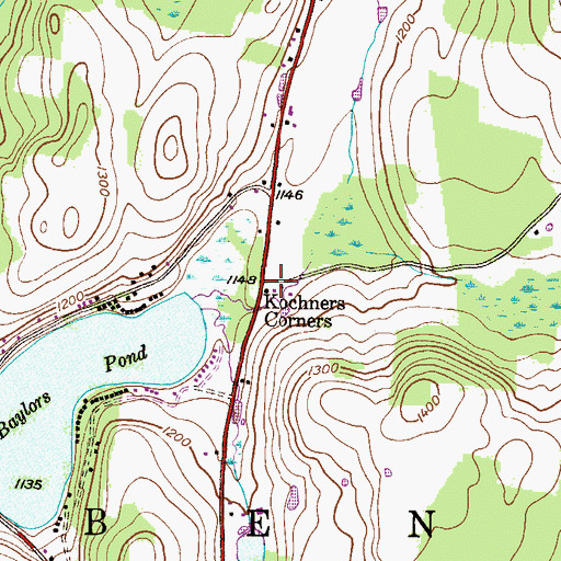 Topographic Map of Kochners Corners, PA