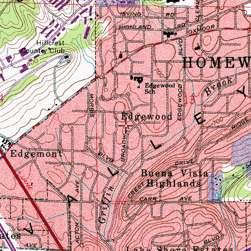 Topographic Map of Edgewood, AL