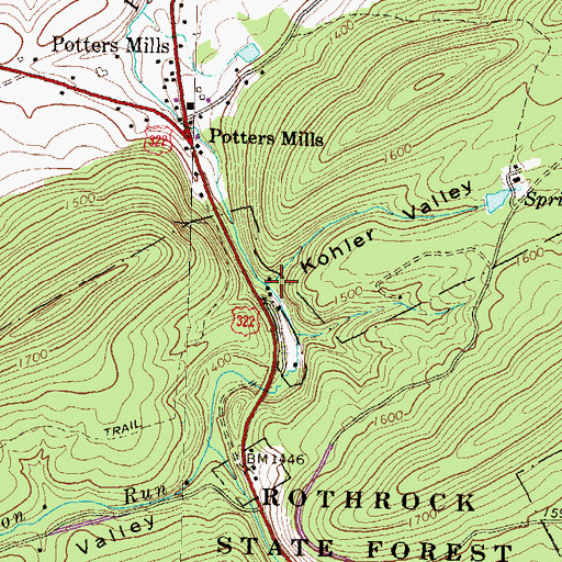 Topographic Map of Kohler Valley, PA