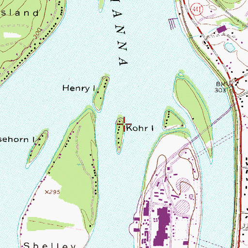 Topographic Map of Kohr Island, PA
