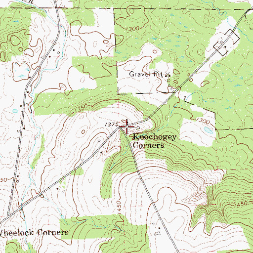 Topographic Map of Koochogey Corners, PA
