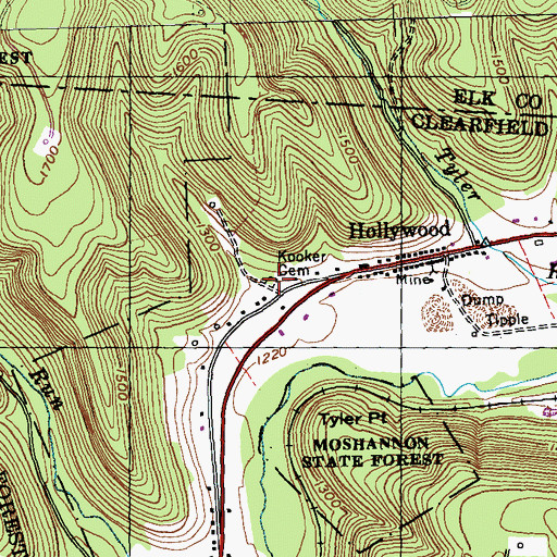 Topographic Map of Kooker Cemetery, PA