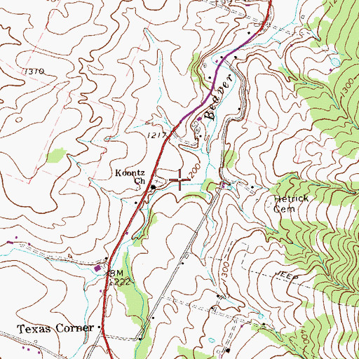 Topographic Map of Koontz Church, PA