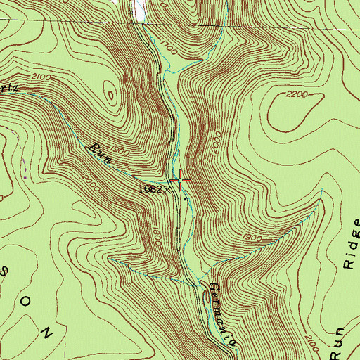 Topographic Map of Kortz Run, PA