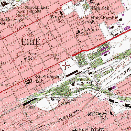 Topographic Map of Kosciuszko Park, PA