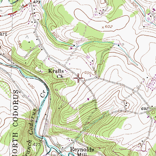 Topographic Map of Kralls Church, PA