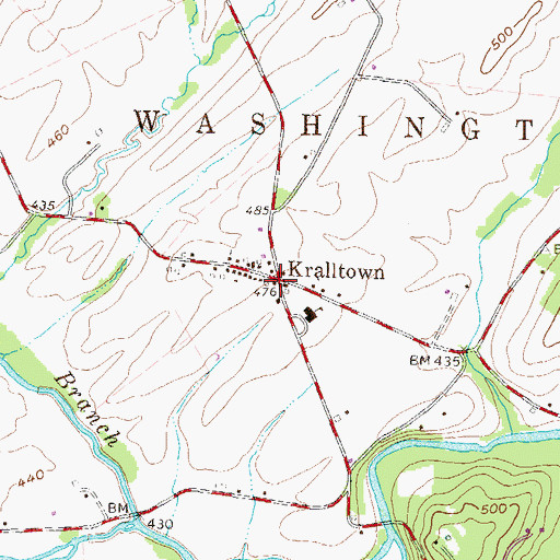 Topographic Map of Kralltown, PA