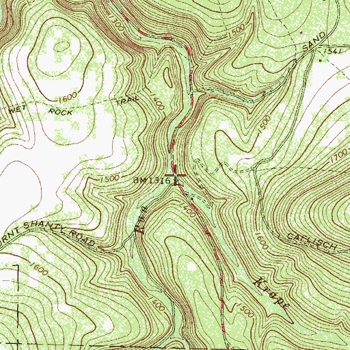 Topographic Map of Krape Run, PA