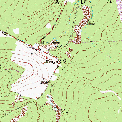Topographic Map of Krayn, PA