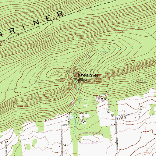 Topographic Map of Kreamer Gap, PA