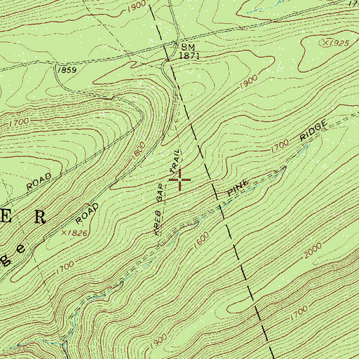 Topographic Map of Kreb Gap Trail, PA