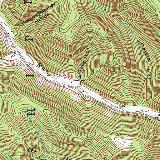 Topographic Map of Krebs Hollow, PA