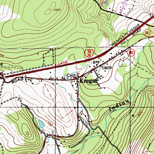 Topographic Map of Kregar, PA
