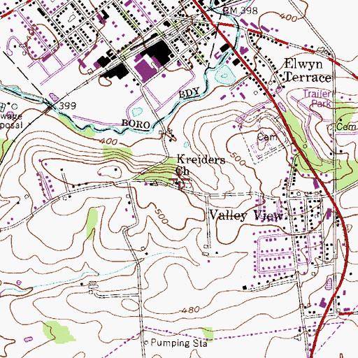 Topographic Map of Kreiders Church, PA