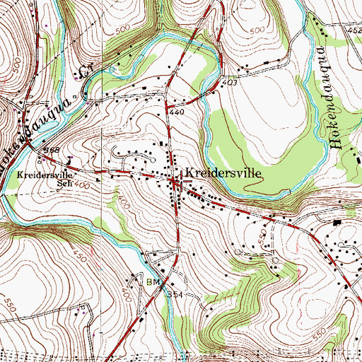 Topographic Map of Kreidersville, PA
