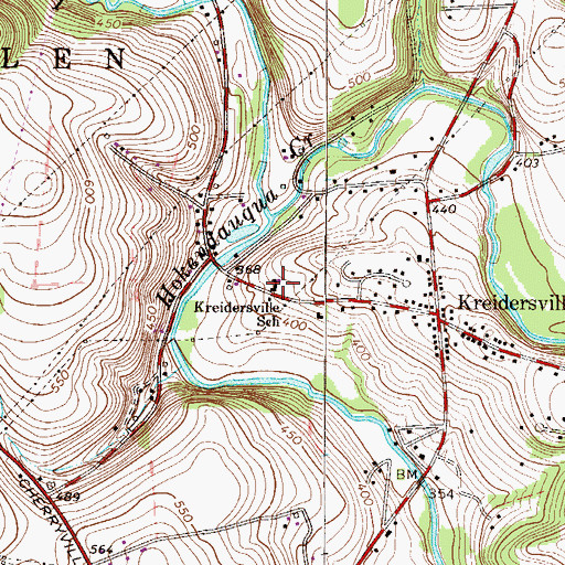 Topographic Map of Kreidersville School, PA